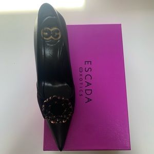 Brown Embellished Escada Pump Heel